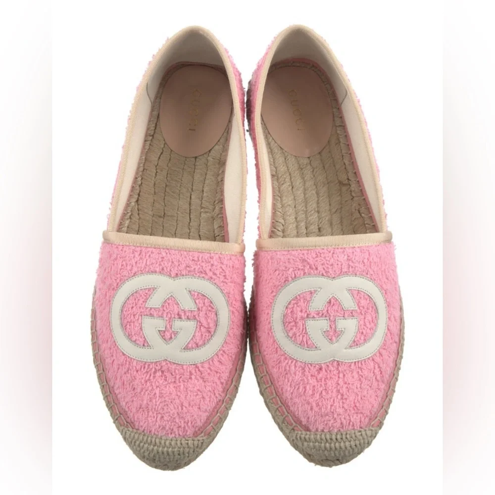Gucci Interlocking G Terry Cloth Espadrilles EU39 US8.5 Pink; Full inclusion